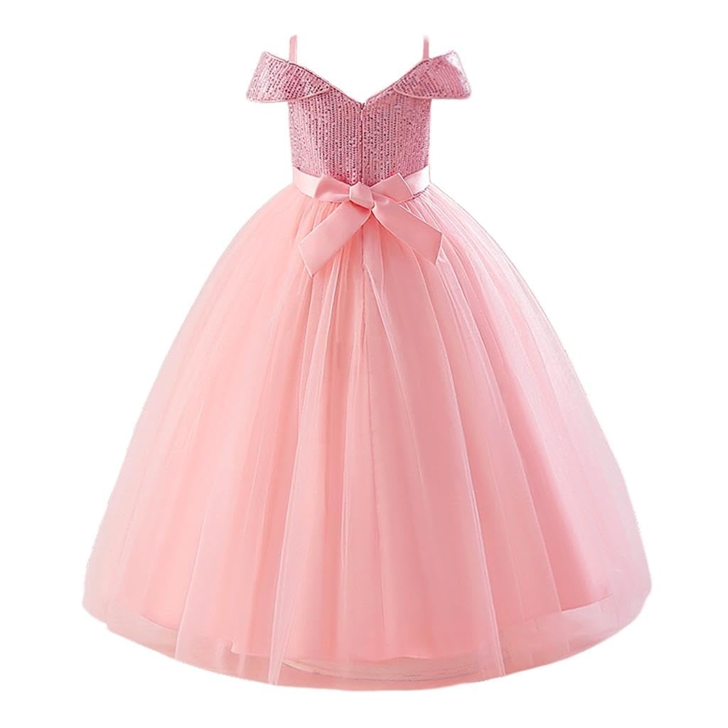 Lito Angels Abito da festa in tulle con paillettes e spalle scoperte, elegante e scintillante, per damigelle d'onore, matrimonio, ospite