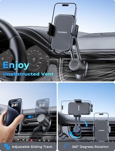 Handyhalterung Auto Handy Halterung Autohalterung: Universale Lüftung Handyhalter, EIN-Knopf-Release & 360 Grad Vent KFZ Halterung für iPhone 16/15/14/13/12 Pro Max Plus, Samsung, Huawei, Xiaomi, usw 3