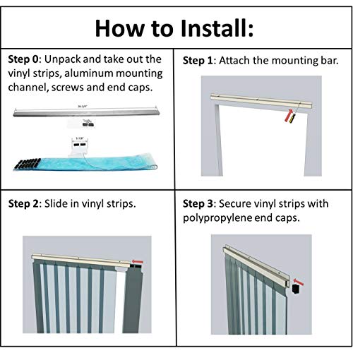 Awoco 38" X 84" Vinyl Strip Climate Control Curtain Kit, Slide-In Strips Perfect For Freezers, Coolers And Warehouse Doors Nsf Approved #TOP3