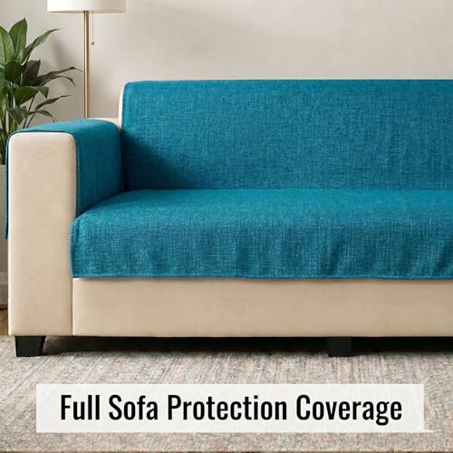 Image of STITCHNEST 'ComfyNest Series' 1 Seater Sofa Cover | Full Coverage with Armrest Pocket | Elegant Jute Fabric, Washable & Durable for Modern Living