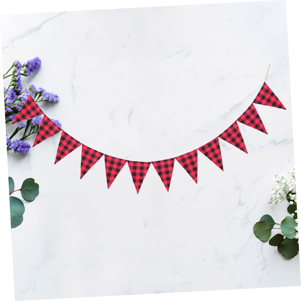 Abaodam 3piezas Banderín Decorativo De Triángulo Diseño Cuadros Rojos y Negros Para Fiestas y Celebraciones Al Aire