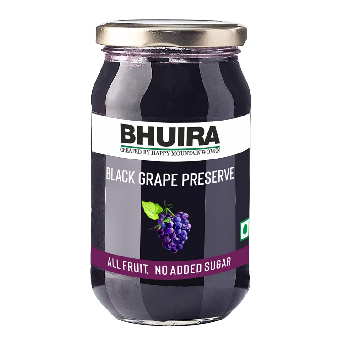 BhuiraAll Natural Jam Black Grape Preserve|No Added Sugar|No Added preservatives |No Artifical Color Added |240 g|Pack of 1