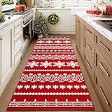 PureCozy Weihnachten Teppich 80x400cm Weihnachtsteppich Roter Teppiche...