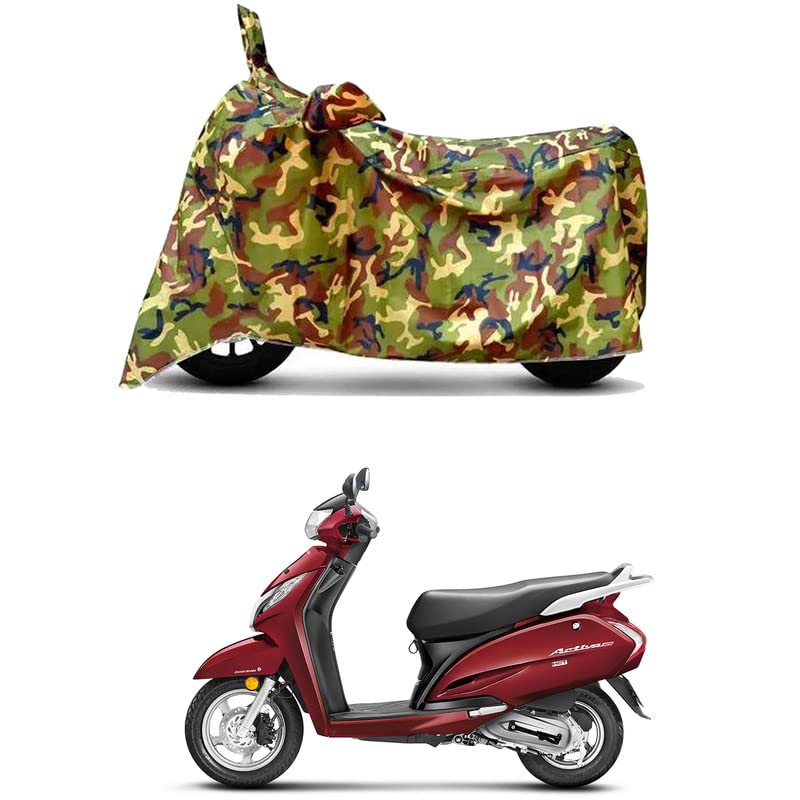 Image of Waterproof 100% PVC Coated Full Bike Scooty Two Wheeler Body Cover Compatible for Honda Activa 125 /UV-Rays /Heat Protection /Birds Dropping /Scratchproof /Dust Proof [6X6 Jungle Print]