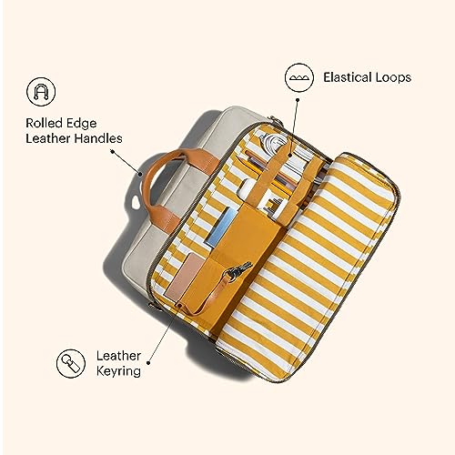 Image of DailyObjects 100% Cotton Canvas Commute Laptop Messenger Bag for Men & Women | Travel Shoulder Handbag With Trolley Sleeve | Metal Zip Closure | Leather Handles | Padded Laptop Compartment For 14 inch