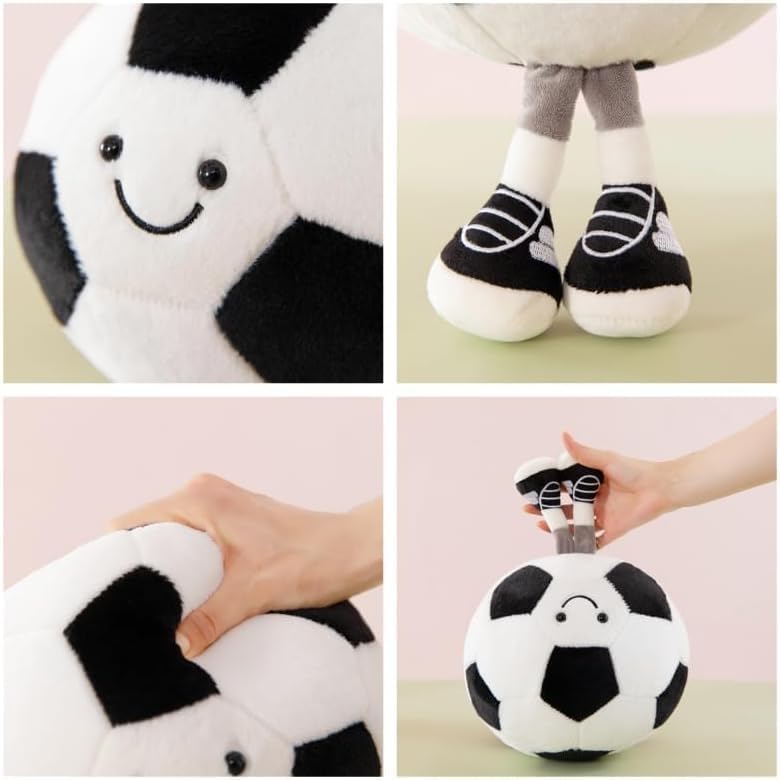 Funny Sport Soft Stuffed Plush Toy Football Pillow 13.7" with Feet, Throw Pillow Plush Ball Doll Gift for Kids Bedroom Decor image 4