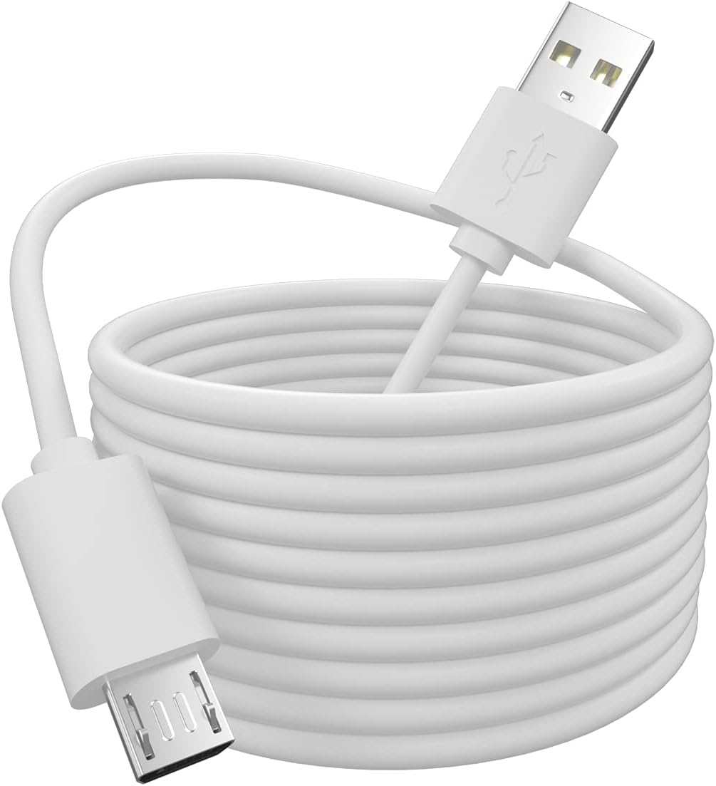 20FT Long USB Power Extension Cable for WyzeCam,WyzeCam Pan,YI Camera,NestCam Indoor,Netvue,KasaCam Indoor,Furbo Dog,Blink,Cloud Cam,Type A to Micro USB Charging Charger Cord for Security Camera