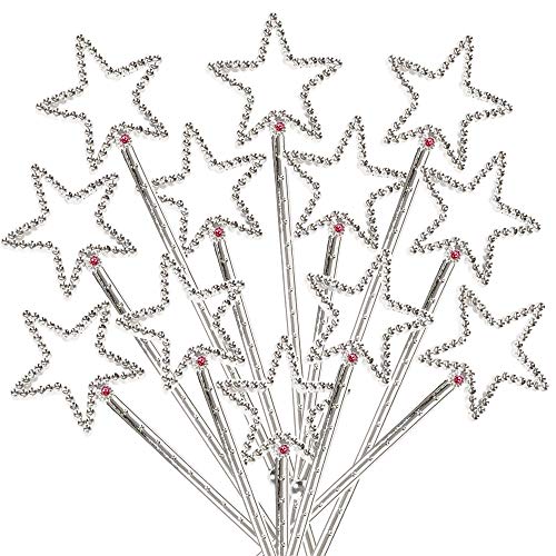 ArtCreativity Sparkly Star Wands, Bulk Pack of 24, Princess Party Favors for Girls and Boys, 7.5 Inch Magic Toy Wands with Rhinestones, Princess Costume Dress-Up Accessories for Children