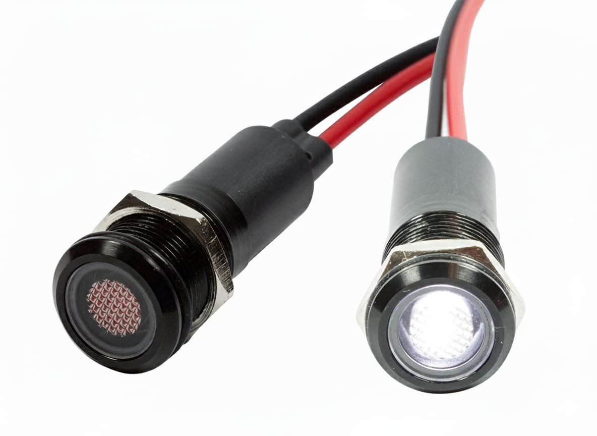 Alpinetech 2PCS PLB12M 12mm 1/2" 12V DC LED Metal (Black Bezel) Signal Indicator Pilot Dash Light (White)