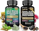 Auivty Herbal Wellness Bundle – Sea Moss Complex 19,445mg + Shilajit Complex 15,250mg – Extra Strength 2-in-1 Supplement Pack with Ashwagandha, Ginseng & Botanicals – 2 Bottles, 120 Vegan Capsules