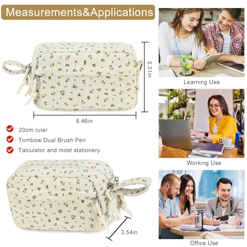 Image of Bluboon Big Capacity Pencil Case Pencil Pouch Pen Case School Supplies Cute Pencil Box Pencil Bag for Teen Girls Boys Women Man (Black Floral 92)