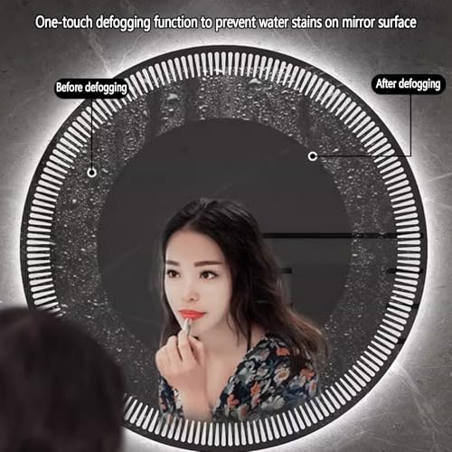 Miroir de salle de bain LED rond tactile et incassable à intensité variable - 5