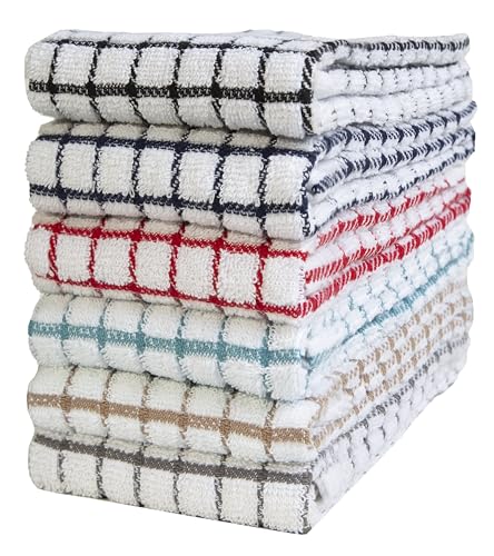 Image of Bumble Kitchen Towels (6 Pack) | 16 inch x 28 inch | 100% Cotton Kitchen Towels | 385 GSM | Soft, Highly Absorbent & Durable Dish Towels for Kitchen | Multicoloured Checked
