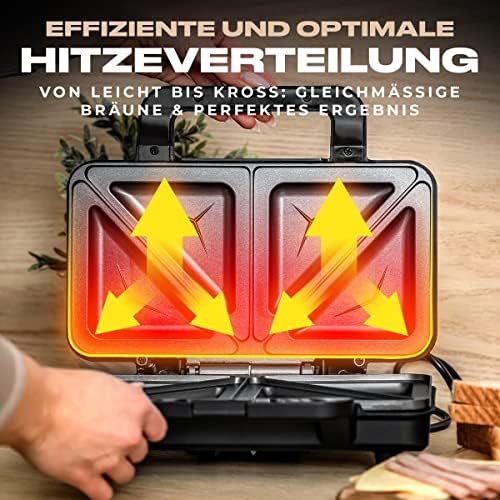 Bild 2 - ProfiCook® Sandwichmaker | amerikanische Sandwiches | XXL-Toastscheiben | elektrischer Sandwichtoaster | extra große Sandwich-Platten (antihaftbeschichtet) | Sandwich-Maker mit 900W | PC-ST 1092