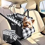 Center Console Dog Car Seat, Detachable and Washable Inner Lining Dog Car Seat Anti-Collapse Small Dog Pet Car Seat with Safety Belt Up to 11lbs(Black)