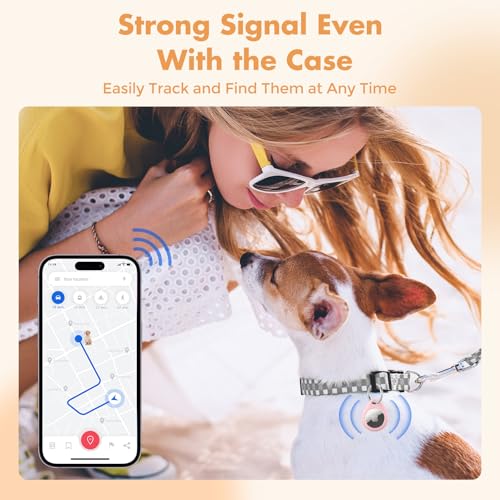 Image of UNBREAKcable Holder for Apple AirTag with 304 Stainless Steel Keychain Key Ring - 4 Pack [Fit Tightly Design] [Easy to Install] [Hold Air Tag Securely] Waterproof TPU Shell Protective Case, 4 Color