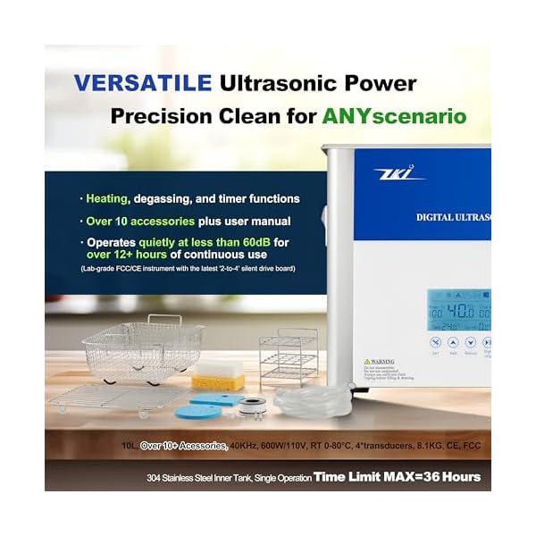 ZKI-10L-Digital-Ultrasonic-Cleaning-Machine-Adjustable-HeaterIntensityTimer-Ultrasonic-Cleaner-Degas-Mode-Low-Noise-12-Hrs-Run-Time-Ideal-for-Jewelry-Lab-Glasses-Dentures-Ind-110V600W ZKI-10L-Digital-Ultrasonic-Cleaning-Machine-Adjustable-HeaterIntensityTimer-Ultrasonic-Cleaner-Degas-Mode-Low-Noise-12-Hrs-Run-Time-Ideal-for-Jewelry-Lab-Glasses-Dentures-Ind-110V600W