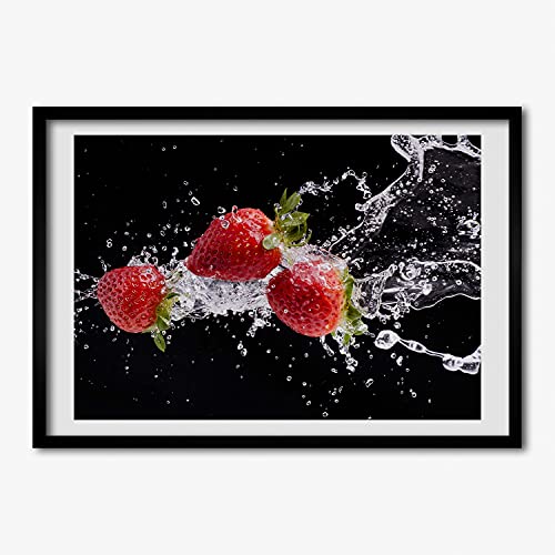 Cadre moderne MDF 70x50 cm Tulup déco murale photo affiche Fraises Et Eau