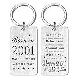 Gezxin 25th Birthday Gift for Women Men Him Her - 25 Year Yr Old Birthday Keyring for Male Female 2000 Birthday Presents - Image 1