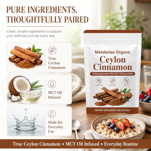 REATIFUL Metabolae Ceylon Cinnamon,High Absorption Formula,300 Softgels - 5