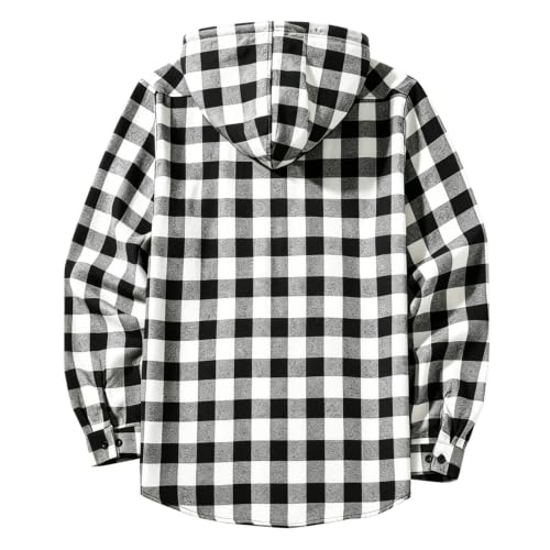 Men Flannel Hoodie Shirts Button Down Plaid Shirt Long Sleeve Casual Jacket - image 5