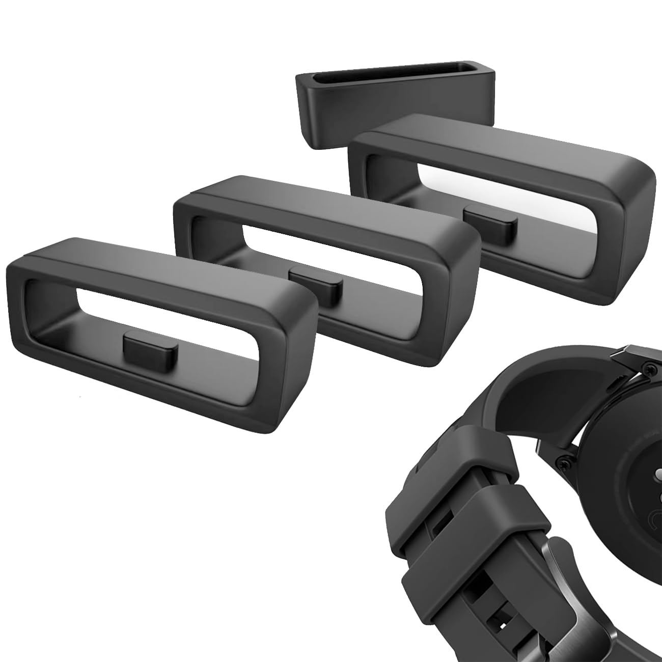 Silicone Replacement Secure Rings Compatible with Garmin Forerunner Watch Strap Loops, Fastener Ring Holders for Rubber Smartwatch Straps for Garmin Forerunner