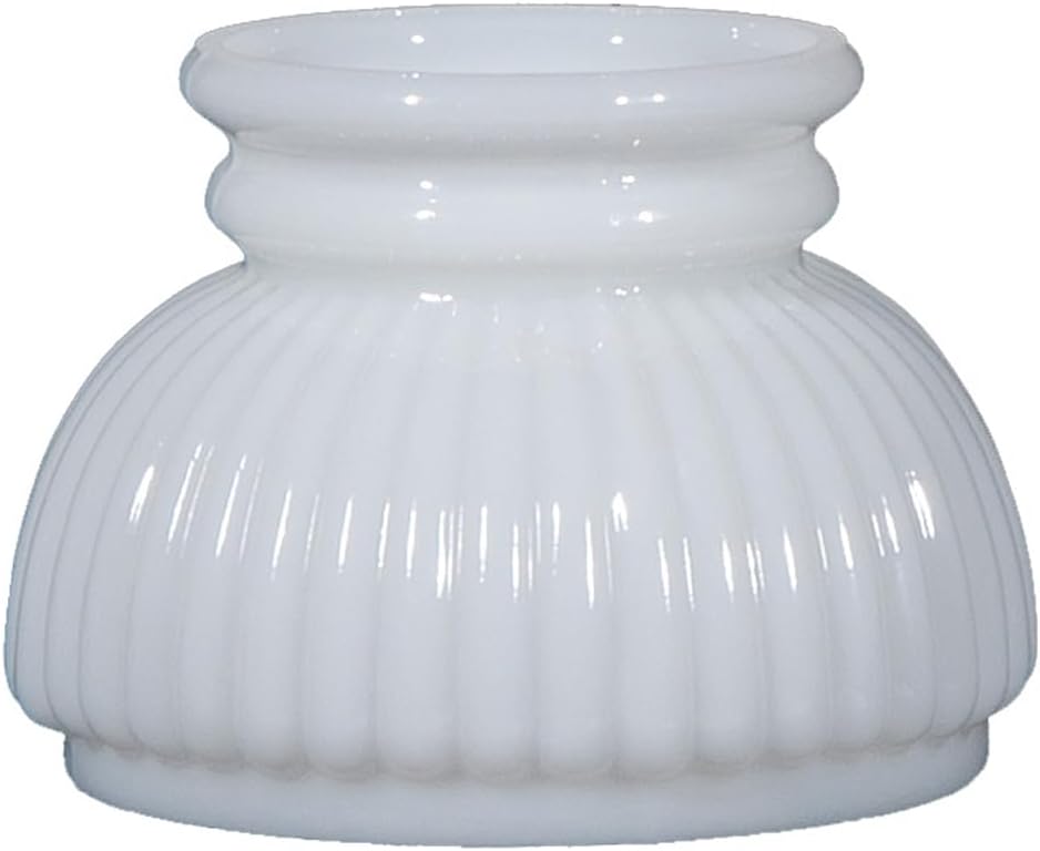 B&P Lamp® 6" Cased White Glass Ribbed Student Shade in Pure White Glass for Vintage Style Table Lamps