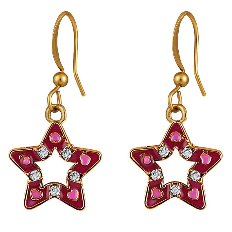 Mahi Gold Plated Pink Meenakari Work and Crystals Star Earrings for Women (ER1109848GPin) (B0CSN5MKRC) Amazon Price History, Amazon Price Tracker