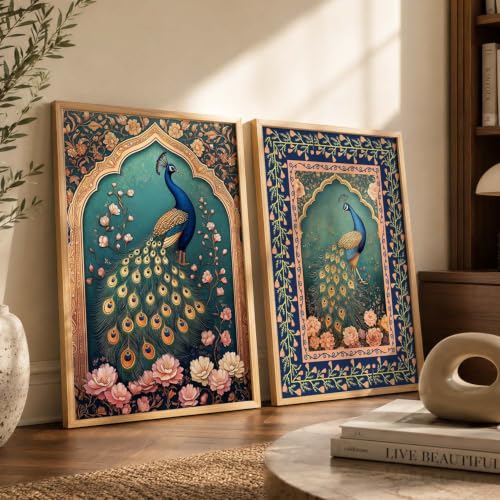 Image of kotart Traditional Madhubani Indian Wall Art Paintings for Living Room | Paintings For Home Decoration | Framed Wall Painting Home Room Bedroom Office Decor | Decoration (Art 2, (14x20 Inch), Framed)