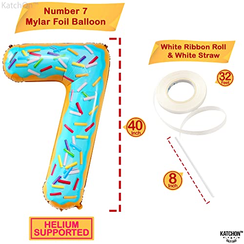 Image of KatchOn Donut Number 7 Balloon 40 Inch, 7 Birthday Balloon | Party Decorations, 7 Balloon Number, Donut Balloons for Bdy Party