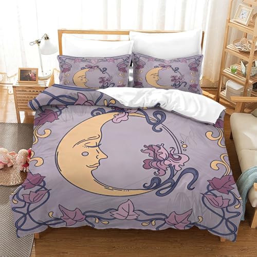 Housse de couette imprimé 3D fleurs de datura microfibre Lune dorée - 3