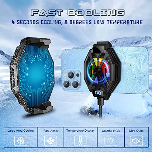 Trakxy Cooler de celular para jogos, visor de temperatura, ventilador semicondutor, função de resfri
