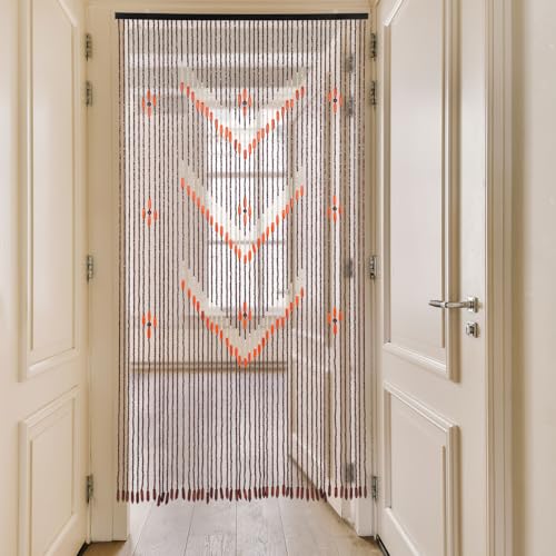 Rideau de perles en bois pour porte et separation de piece