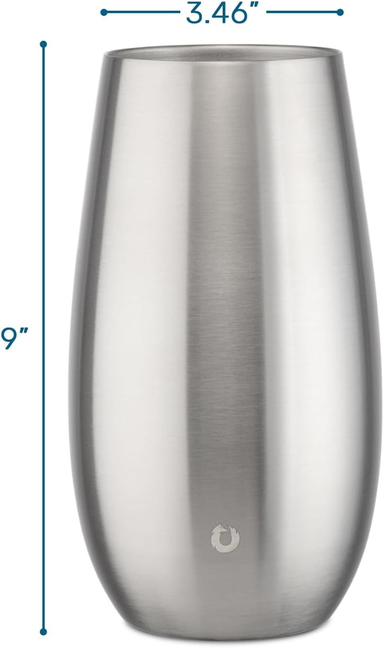 SNOWFOX New Premium Vacuum Insulated, Triple Walled, Stainless Steel Wine Chiller w/Optimal fit to keep wine cold longer. Fits most Wine Bottles. Non-Slip Silicon Base, Steel