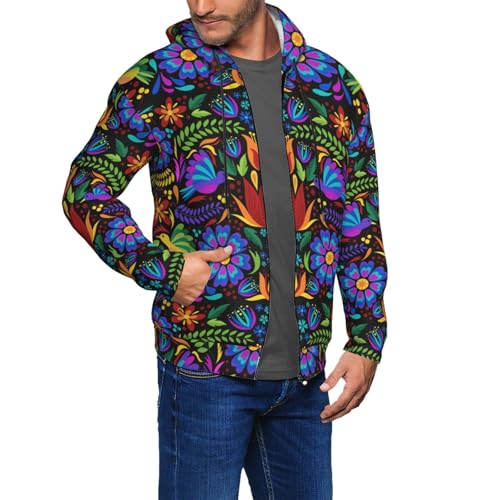 Colorful Floral Mens Hooded Pullover Zipper Hoodeds Sweatshirts with Pocket2
