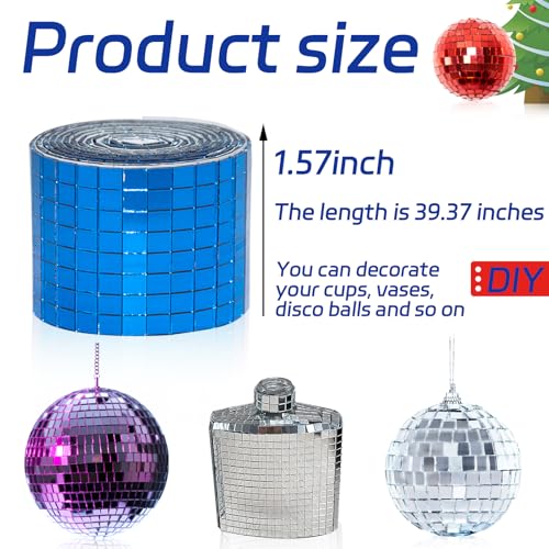 Giftmeet Self Adhesive Disco Ball Mirror Tiles, 3200 Pieces, 5 x 5 mm, Blue, Geometric, Multi-Surface, Vinyl, Modern, DIY Craft, Outdoor, Roll, Square, Mosaic Tiles by Giftmeet - Image 2