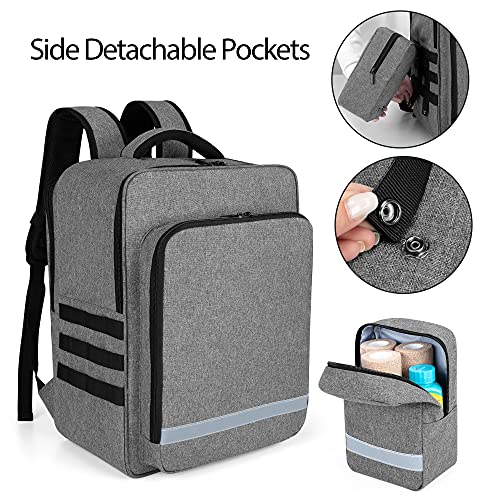 Trunab Emergency Medical Backpack Empty, EMT Camping Molle Bag with Detachable Side Pocket and No-Slip Bottom for Camping, Hiking, Traveling, Daycare, Red, Bag Only - Image 5