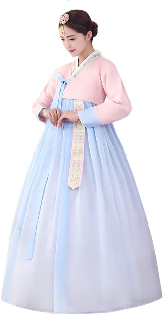 Women's Traditional Hanbok Dress Flower Pattern Cosplay Costume