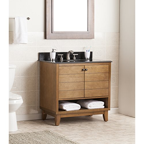 Ridglea Bath Vanity Sink - Natural Granite Countertop - Dark Age Wood Finish #TOP6
