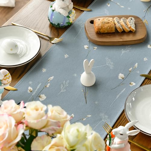 Artoid-Mode-Bunny-Rabbit-Hydrangea-Happy-Easter-Table-Runner-Seasonal-Spring-Kitchen-Dining-Table-Decoration-for-Home-Party-Decor-13×72-Inch Artoid Mode Bunny Rabbit Hydrangea Happy Easter Table Runner Seasonal Spring Kitchen Dining Table Decoration for Home Party Decor 13×72 Inch