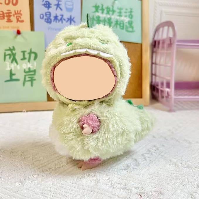 17cm Doll Clothes Set – Outfit for 15–17cm Plush Dolls- No Doll Included – Fashion Accessories for Collectors(3D Green Dinosaur)