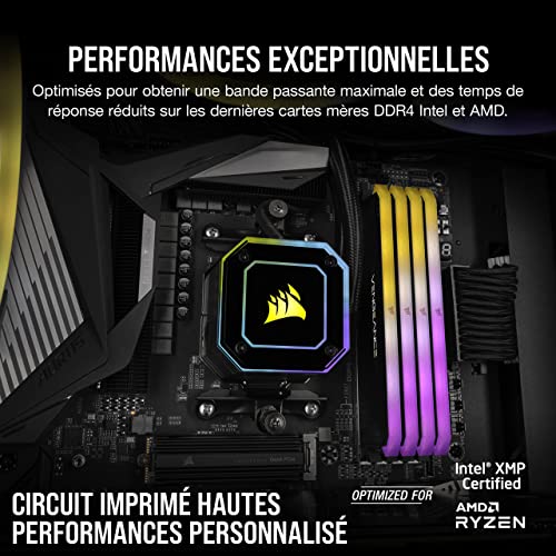 Corsair Vengeance RGB RS 16 Go (2 x 8 Go), mémoire de bureau DDR4 3200 MHz C16 (éclairage RVB dynamique, temps de réponse serrés, compatible avec les séries Intel et AMD 300/400/500), noir