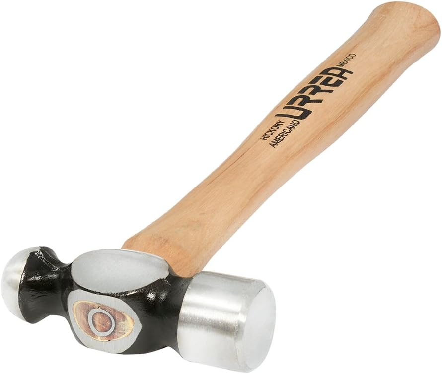 URREA Ball Pein Hammer - 48oz Striking Tool with Forged and Machined Head & Ergonomic Hickory Handle - 1348P