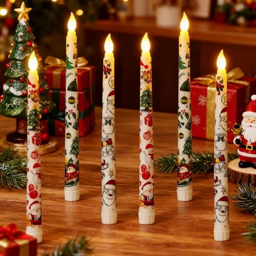GAROMIA 6 Stück Weihnachtskerzen Weihnachten Led Kerzen mit...