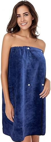 Miniatura 10 de SINLAND Toallas de baño de microfibra ligeras hasta la rodilla para mujer, con cierre ajustable, 28 x 54 pulgadas, color gris