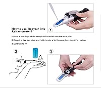 Vista 4 de Refractómetro Brix con refractómetro digital ATC de mano para hierba casera, cerveza, vino, fruta, azúcar, gravedad específica de doble escala