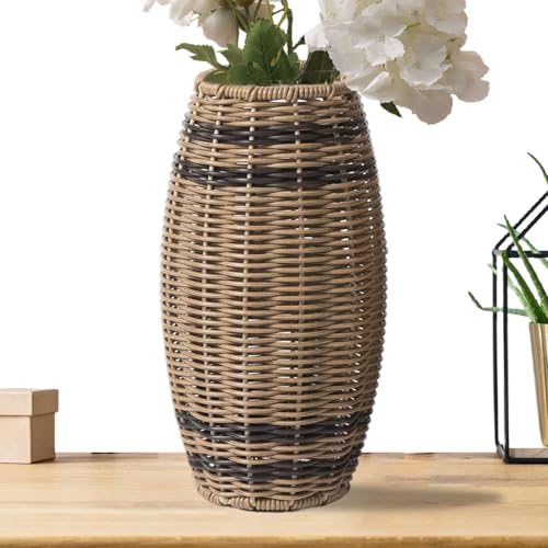 Jarrón - Art Rattan Flower Basket & Flower Jarrón | Decoración rústica para Sala de Estar, Dormitorio y Cocina | Decoración de Granja para Ramos y decoración de mesas