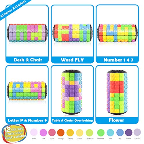 R.y.toys Rotate And Slide Puzzle-Patented Fidget Cube(Restore Order/Create Patterns) 12 Colors,10 Layers-Open Cover For Quick Play,Fidget Toys,Brain Teaser,Sensory Toys,Birthday Gifts #TOP1