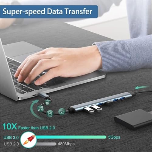 Adaptateur OTG for PC portable USB C 7 en 1 transfert rapide 5Gbps