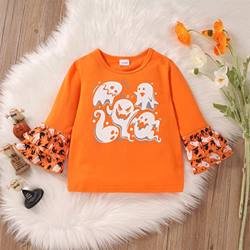 IKFIVQD Camisa de verão para meninos e meninas, estampa de Halloween, manga comprida, macia, de lã,